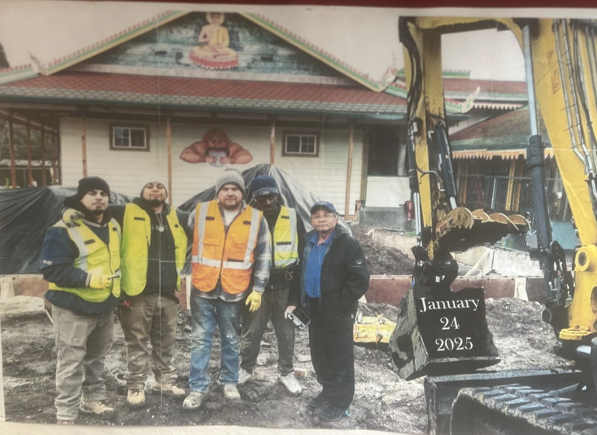 ID Builder Construction team with the Temple President at a temple build, January 2025